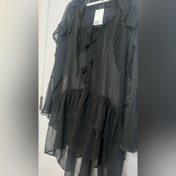 H&M Flounced Chiffon Black Dress - Picture 9 of 11